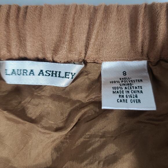 Laura Ashley Brown Faux Suede Floral Cut Out Trim Lined Tiered BOHO Maxi Skirt 8 - Picture 5 of 5